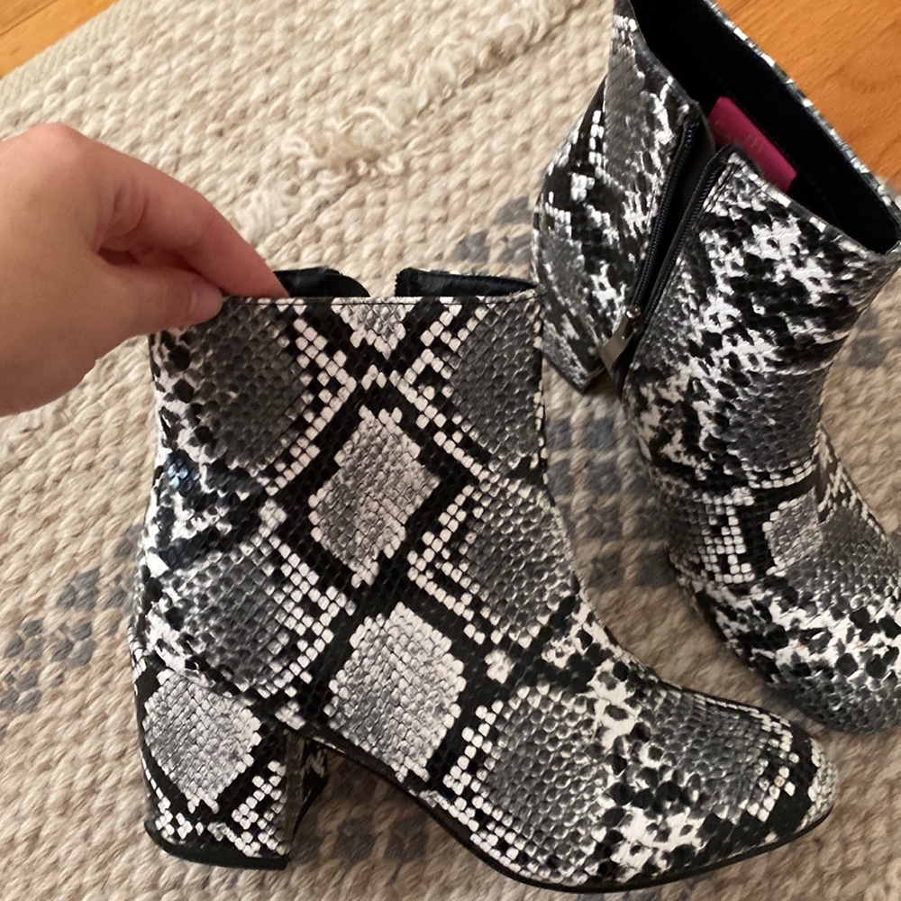 Snakeskin booties